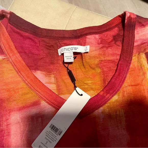 Chico's Pink Blossom 3/4 Sleeve top size XL. - Picture 2 of 3